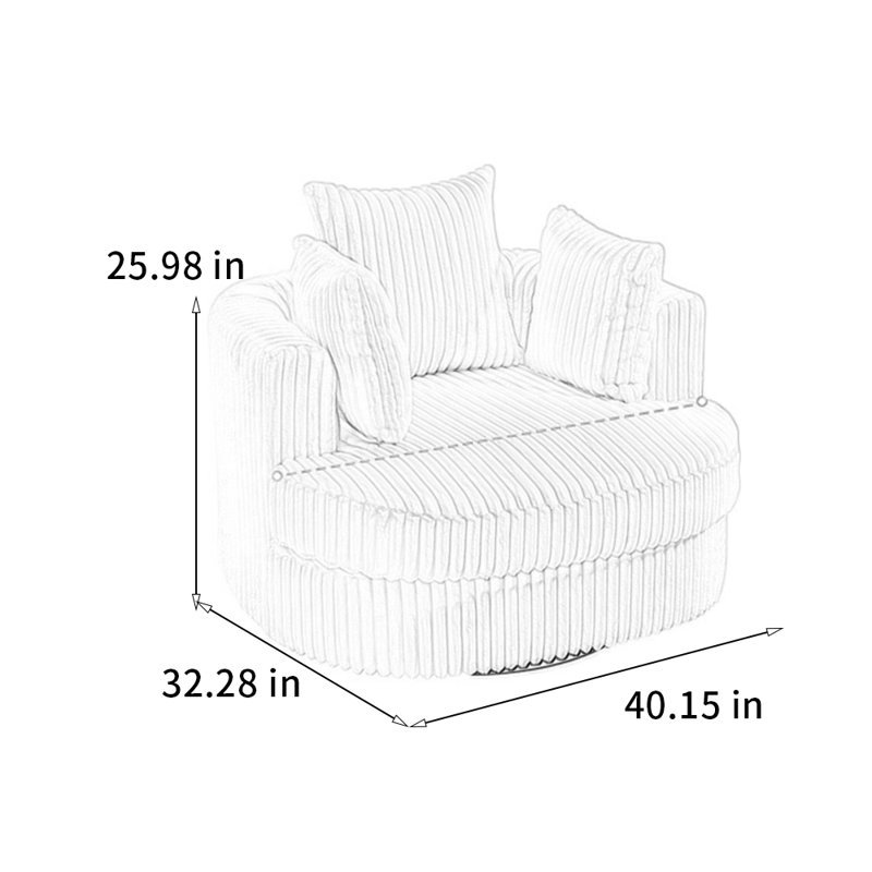 Chaise confortable rotative à 360 °, Blanc cassé / blanc
