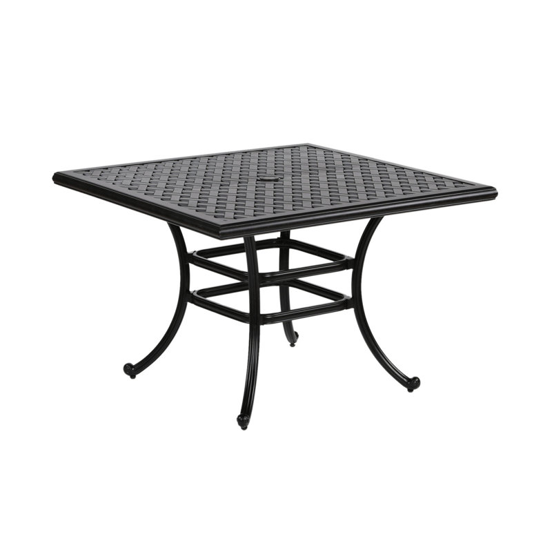 Table d'extérieur carrée 44 po en bronze antique - Aluminium massif pour plus de durabilité. Patios et jardins élégants. Fonctionnalité polyvalente. Résistance aux intempéries. Compatible avec un parasol. Poli facile à nettoyer.