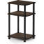 Table d'appoint à 3 niveaux avec tablettes ouvertes - Table de bout sans assemblage pour le salon, la chambre à coucher ou la salle de bain, finition noyer Columbia