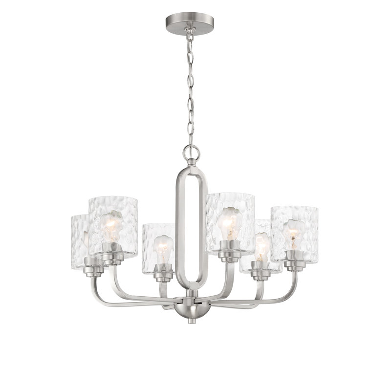Lustre classique unique à 6 lumières Mafaz, Nickel