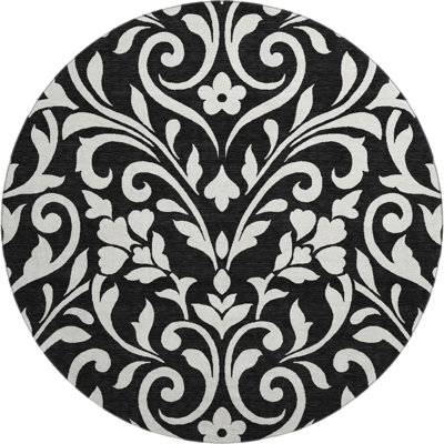 Premium Machine Washable Prisco Black Rug