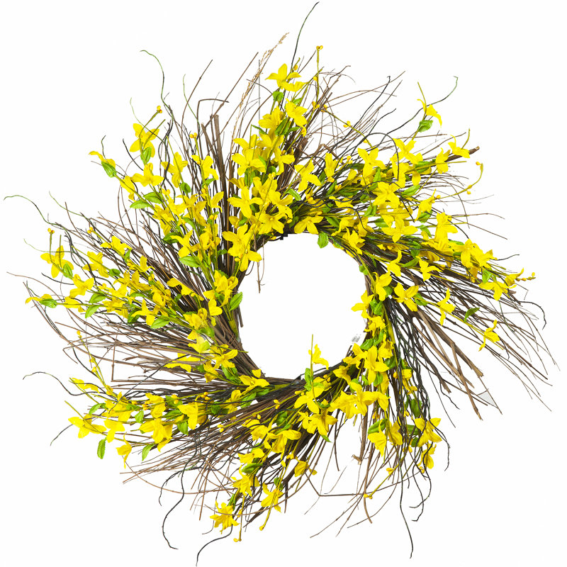 Faux Forsythia Silk 24'' Wreath