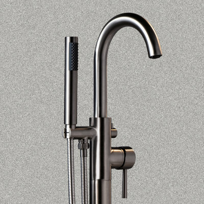 Robinet de baignoire autoportant monocommande à fixation au sol avec douche à main
