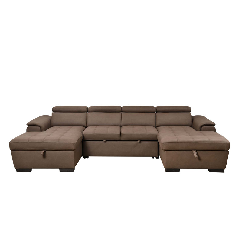 Divan-lit en forme de U de Joel, Marron foncé