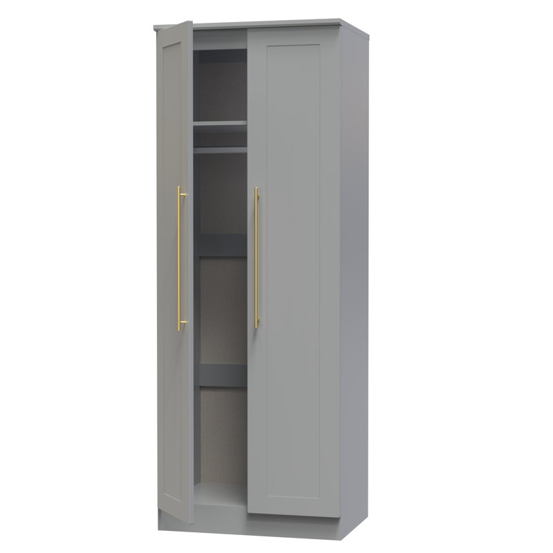Fully Assembled 2 Door Wardrobe+, Grey Matt Veneer