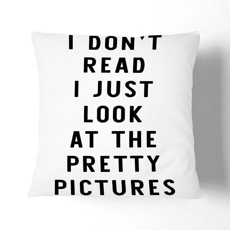Don't Read Typography Square Throw Cushion, 55cm H x 55cm W x 20cm D, Stone