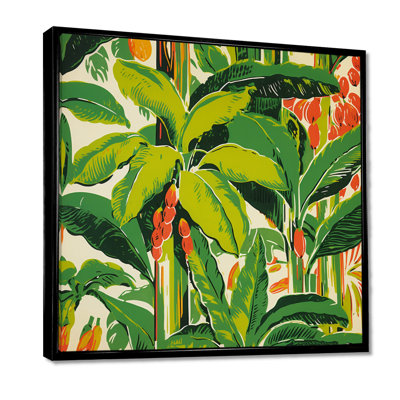 Tropical Palm Trees Retro Illustration - Leaves Wall Art