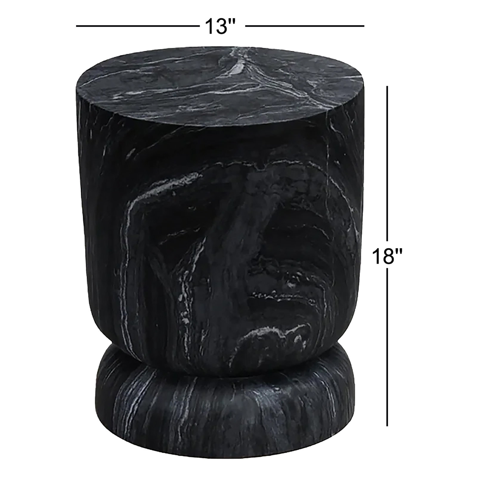 Zofia 13" Patio Side Table, Black Marble