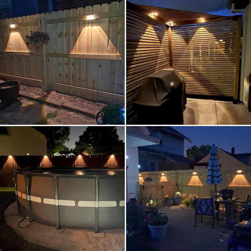 Kanstar Solar Fence Lights Modern Ip55 Waterproof 3 Color Modes Led 4 Pack