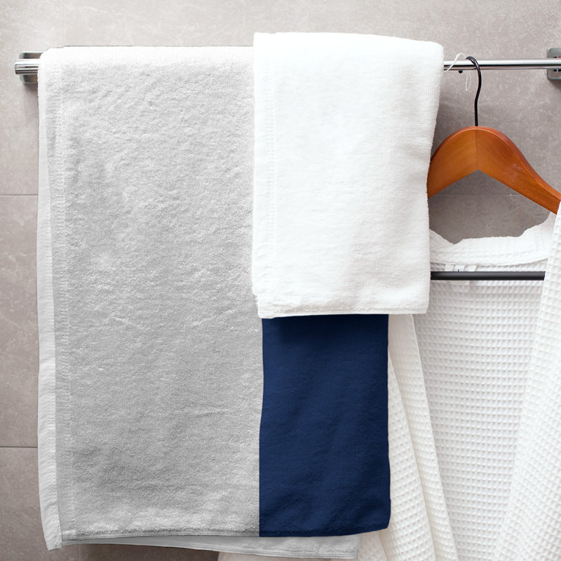 Edmonton Lightweight Bath Towel, White/Orange/White, Microfiber