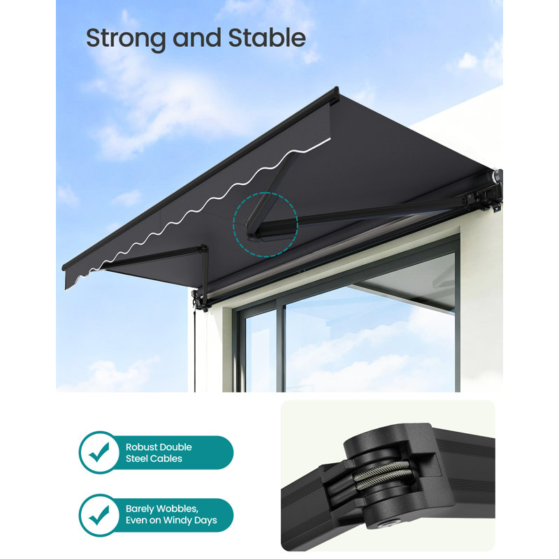 LEDREM Retractable Door / Window Awning, 295cm H x 295cm W x 250cm D