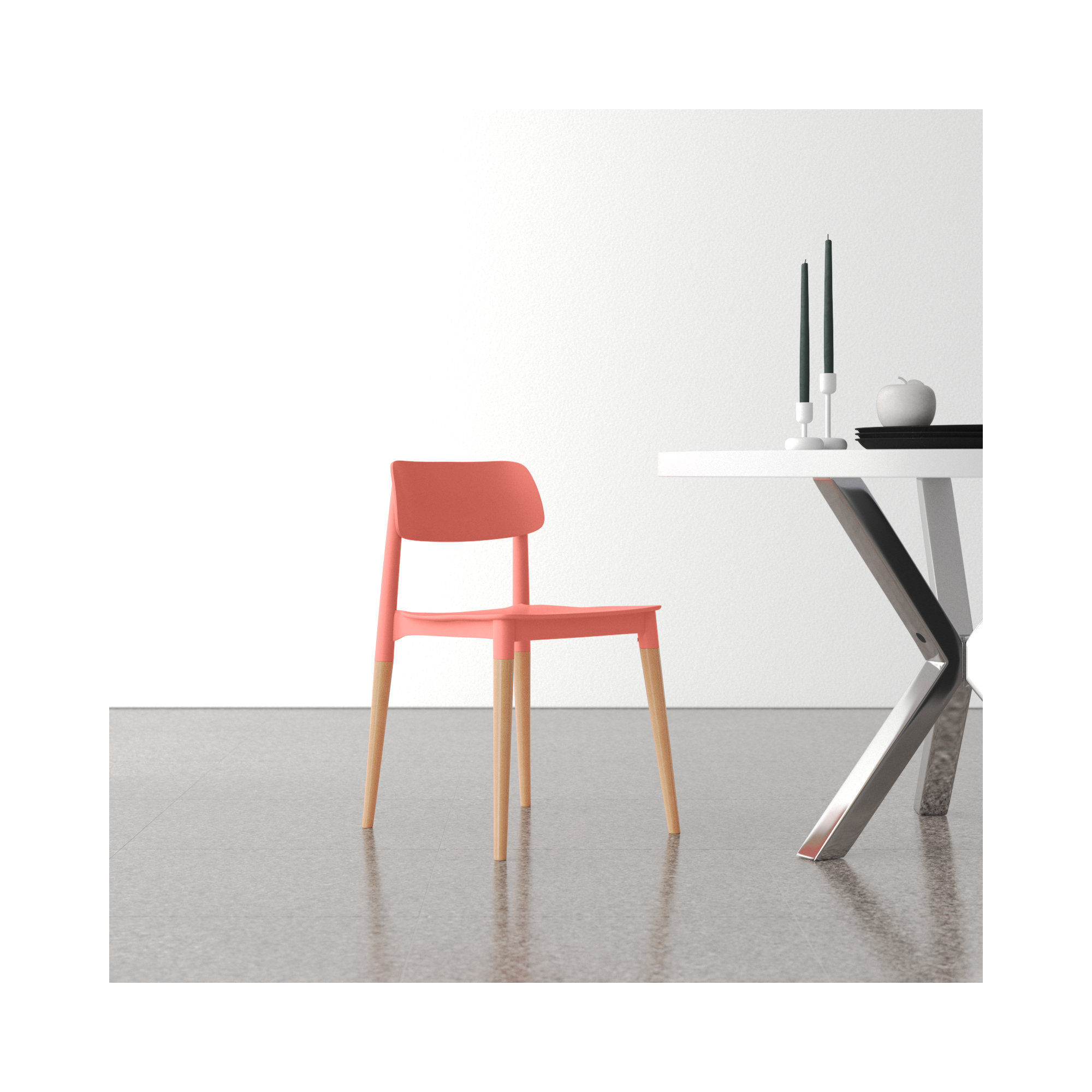 Jago Side Chair, Peach Pink, 1