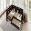 Lit plateforme en L simple avec lit gigogne, lit plateforme en bois massif avec tiroirs et tablettes de rangement, pas de sommier nécessaire, espresso-252892233