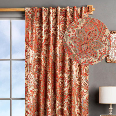 Maison d'Hermine Kashmir Paisley - Tomato 100% Cotton Set of 1 Curtain - 50" x 108"