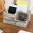 Desktop Organizer Tray, Rustic Solid Wood Desk Organizer with 3 Compartments for Office Desk Accessories