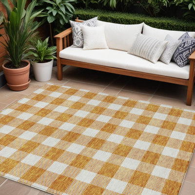 Tapis intérieur lavable à carreaux orange 9 'X 12'