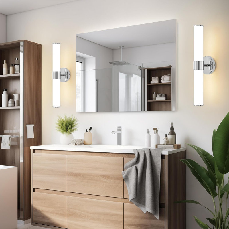 Luminaire de meuble-lavabo moderne avec abat-jour en verre laiteux, applique murale 2 lumières pour salle de bain, chambre à coucher, salon et couloir