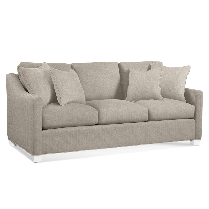 Oliver Sofa, Frost White Finish, Beige Performance Fabric; 0851-73