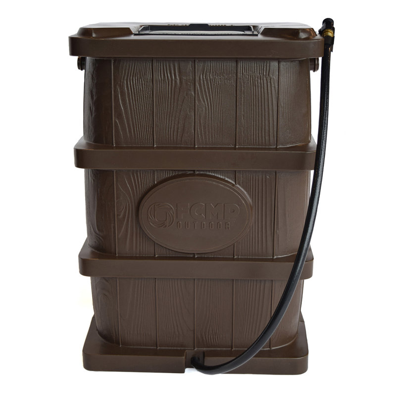 Brown Wood Grain 45 Gallon Rain Catcher Barrel Set