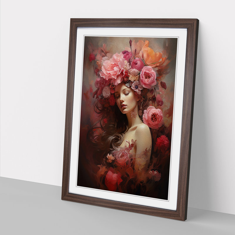 Single Picture Frame Print on Wood, Walnut Framed, 46cm H x 34cm W