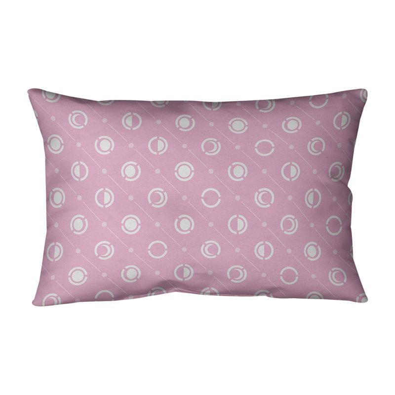 Coussin lombaire Moon phases, H 14 po x l 20 po, Polyester/bourre en polyester, Rose/blanc