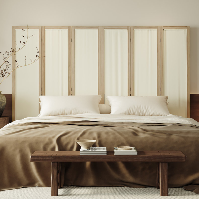 Paravent en tissu lavable à 6 panneaux, structure de couleur bois, 6, Bois