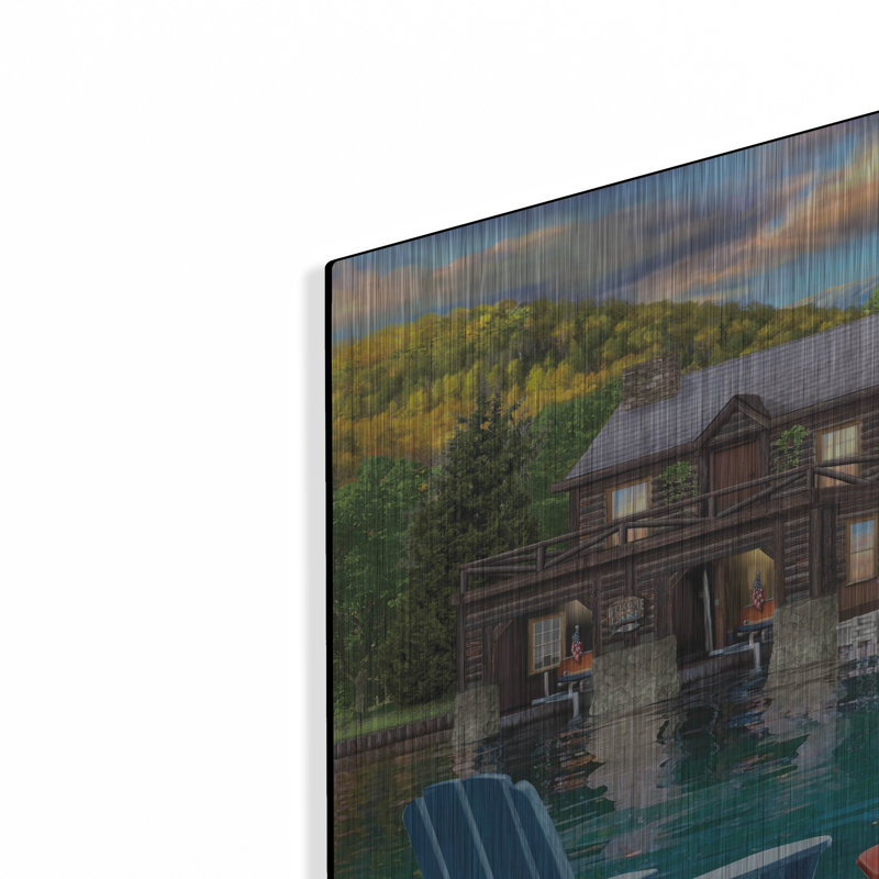 Loon Peak® «Summer At The Boathouse» par Bigelow, illustrations en métal, H 24 po x l 36 po