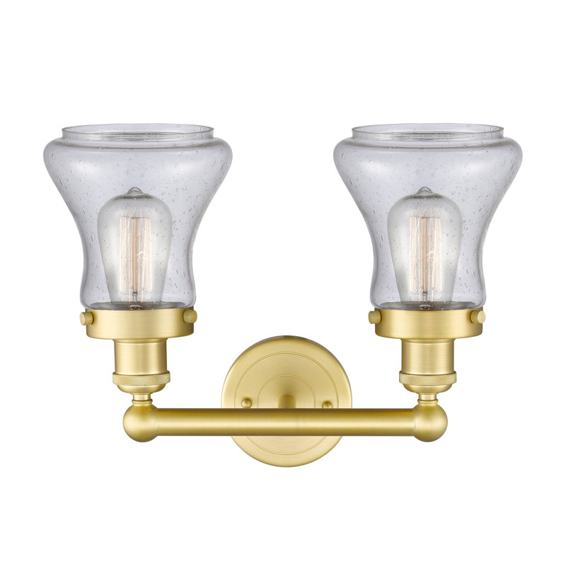 Éclairage pour meuble-lavabo à 2 lumières à intensité variable Asadbek, Mercurisé, Or satiné