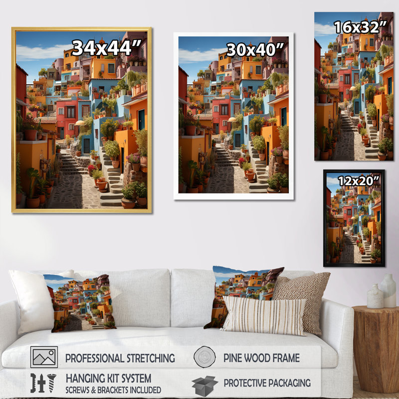 Madeehah Colorful Mexico Colorful Casas This IX sur impression sur toile, H 32 po x l 24 po x P 1 po, Toile tendue