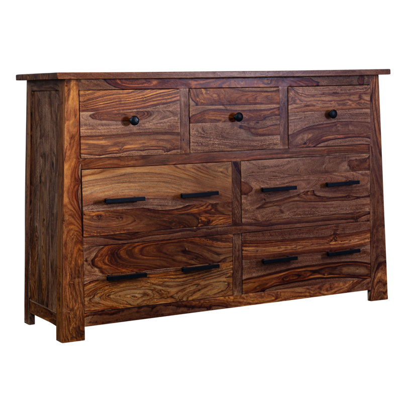 Commode double 7 tiroirs Ringgold, Brun