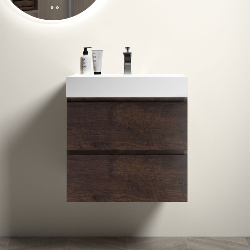 Meuble-lavabo avec lavabo Alice, Noyer, Blanc, 24"