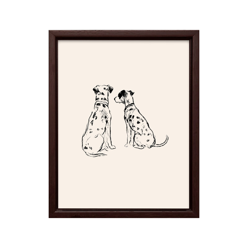 Deux Dalmatiens, Canvas, 16"H x 20"W, Brown Framed
