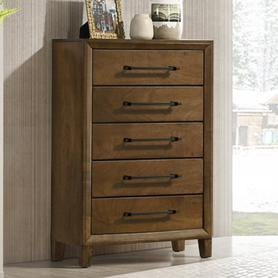 Bangor Wood 5-Drawer Chest, Brown