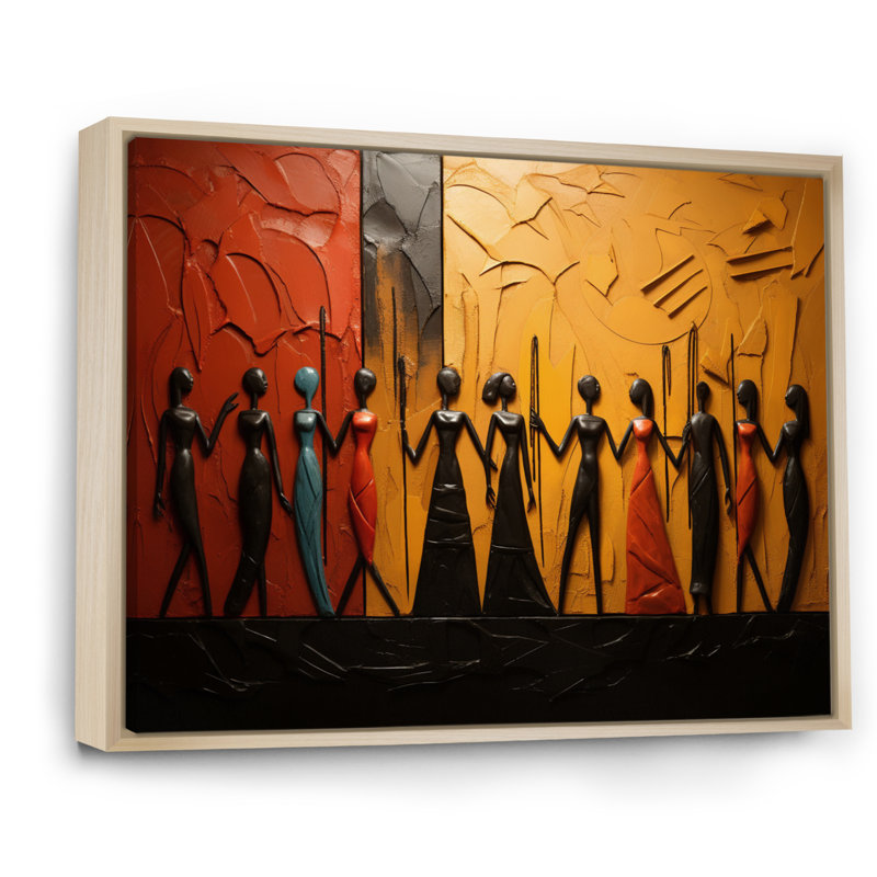 Khloie, Tribal africain, rythmes viii - Art mural tribal africain, Érable, H 30 po x l 40 po