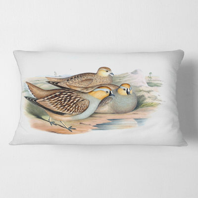 Vintage Birds In The Wild III Animal Print Lumbar Pillow