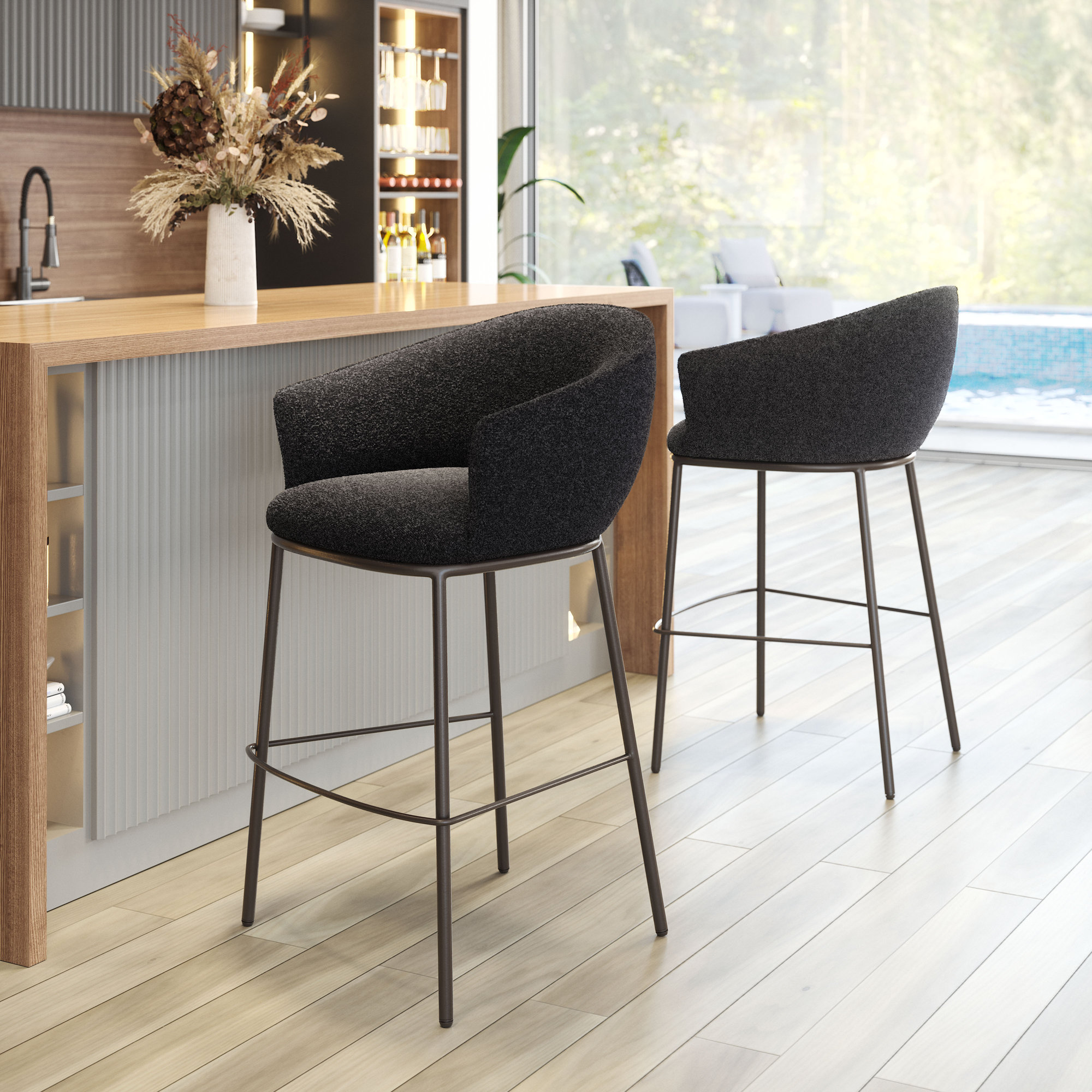 Essen Bar & Counter Stool, Bronze, Bar Stool (29.5" Seat Height), Black