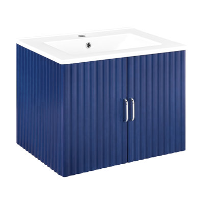 Meuble-lavabo mural avec lavabo blanc à fermeture en douceur, armoire au design exquis, unité élégante et peu encombrante