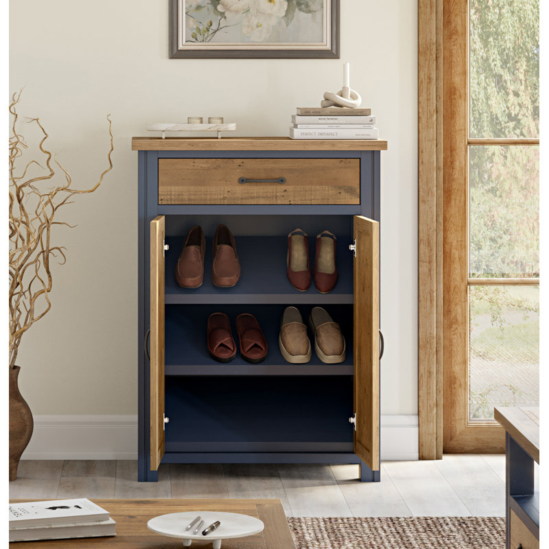 12 Pair Shoe Storage Cabinet, Blue
