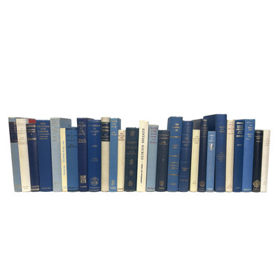 Livres décoratifs - Ensembles de livres Vintage Coastal Shores - 1 pied de livres bleus et crème