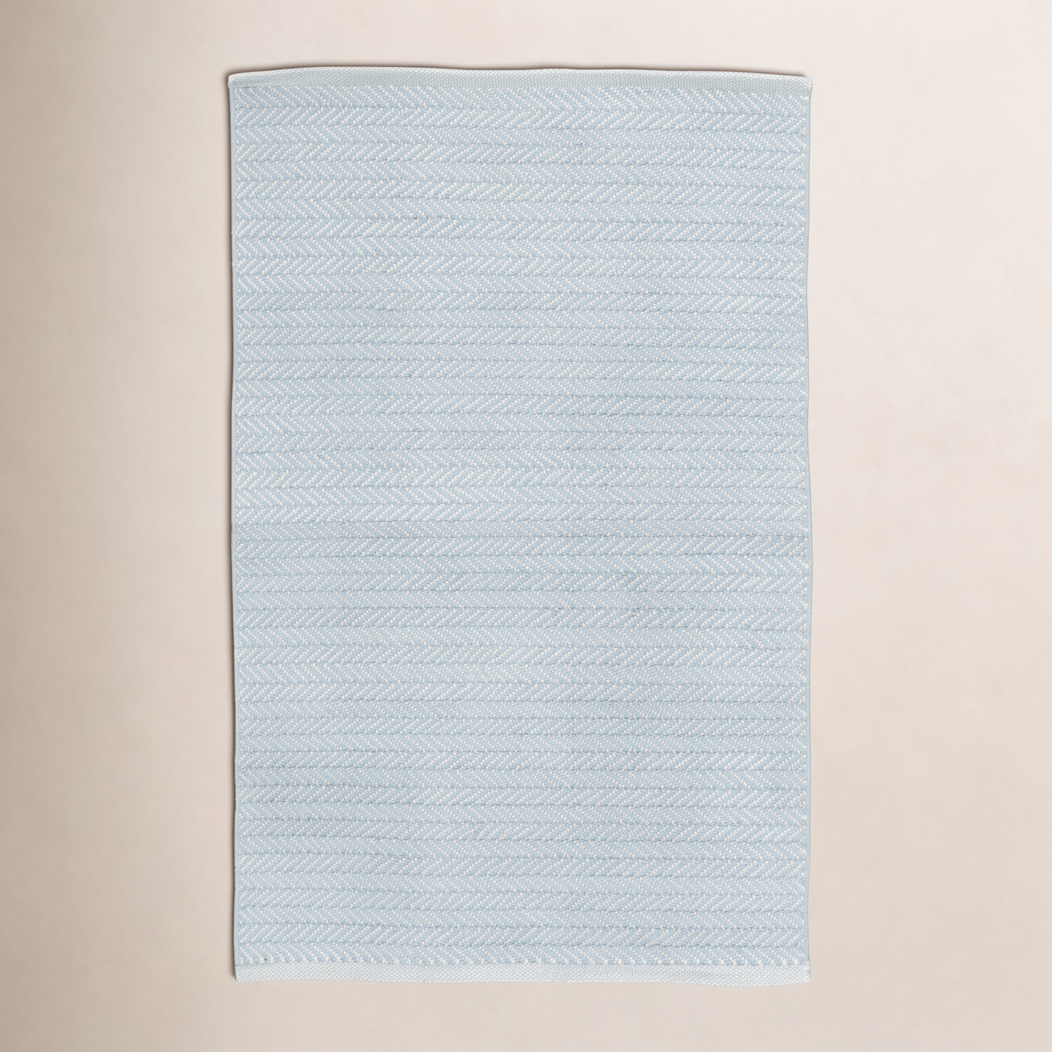 Herringbone Pearl Hand-Woven Outdoor Rug, Rectangle 8'6" x 11'6", Light Blue/Ivory