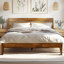 Base de lit plateforme en bois massif Acacia Premium Emery avec tête de lit incluse, aucun sommier requis, capacité de poids de 800 lb.
