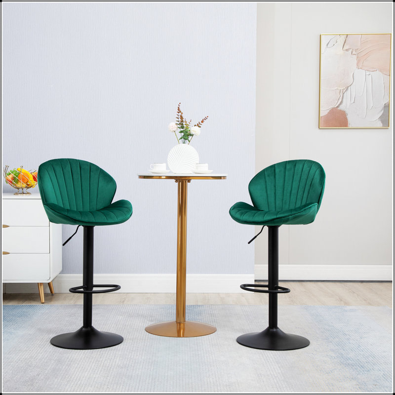 Tabourets réglables avec dossier et repose-pieds, chaises de bar à hauteur de comptoir, Vert