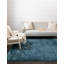 Tapis à poils longs en polyester de couleur unie bleu tissé à la machine Almodovar-808949439