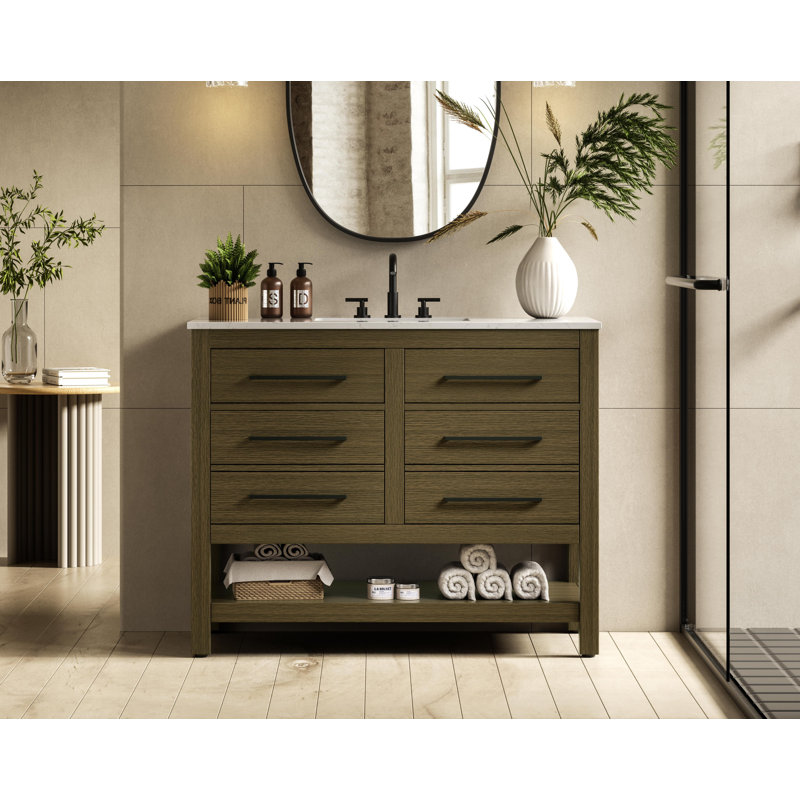 Meuble-lavabo simple 42 po_Moderne_VF60542, Brun châtaigne