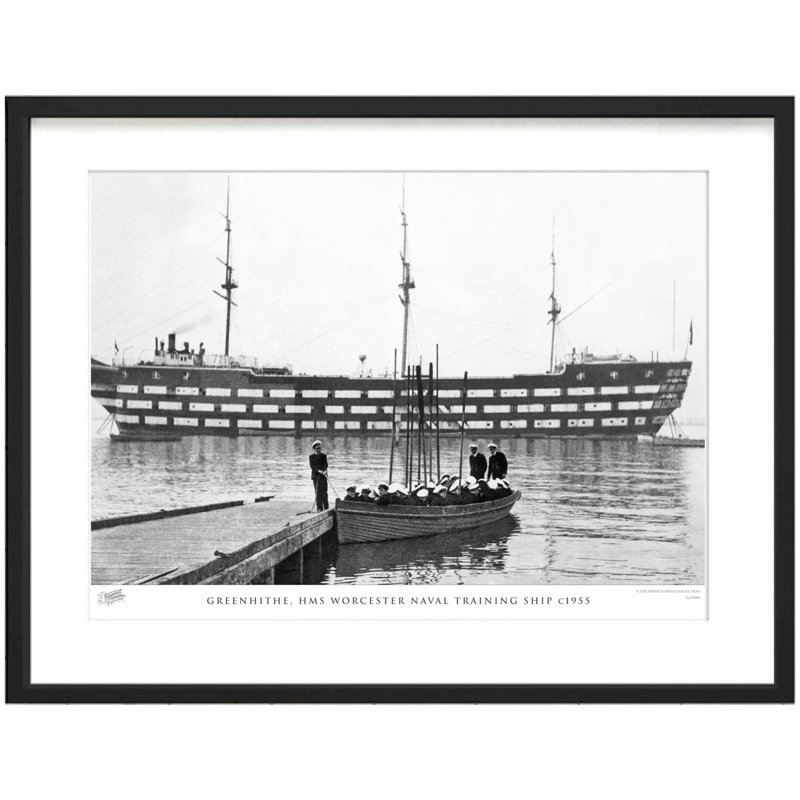 Greenhithe, HMS Worcester Naval Training Ship C1955 - Single Picture Frame Print, 45cm H x 60cm W x 2.3cm D
