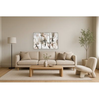 Ethereal Reflections Framed Canvas Triptych Wall Art - 60" x 40" - Champagne Frame - Set of 3