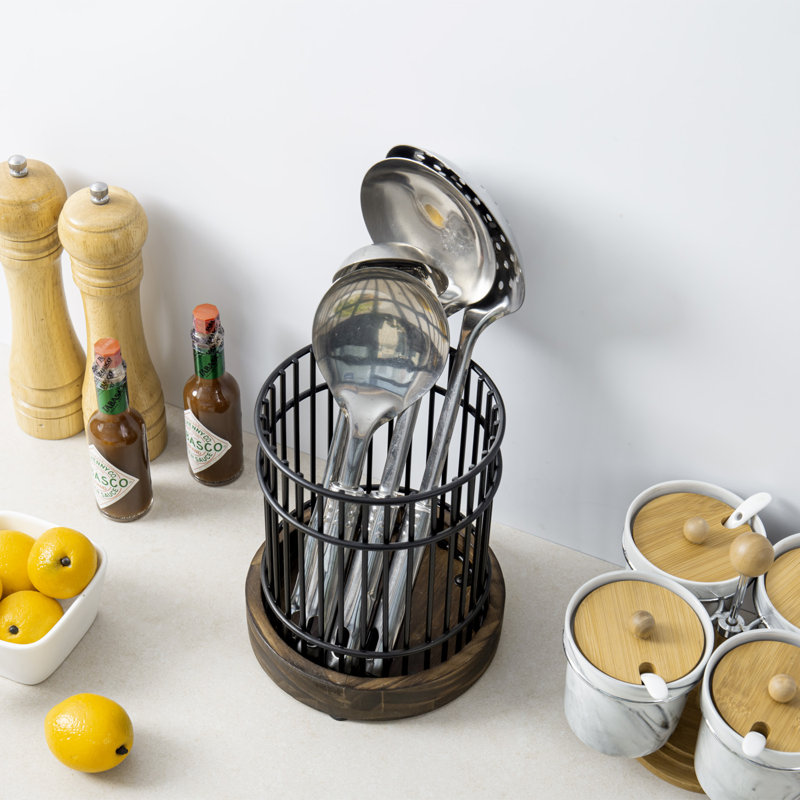 Metal Round Utensil Crock
