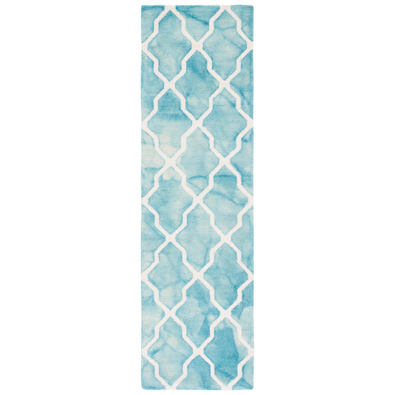 Dip Dye Hand Tufted Wool Geometric Rug, Runner 2'3" x 8'