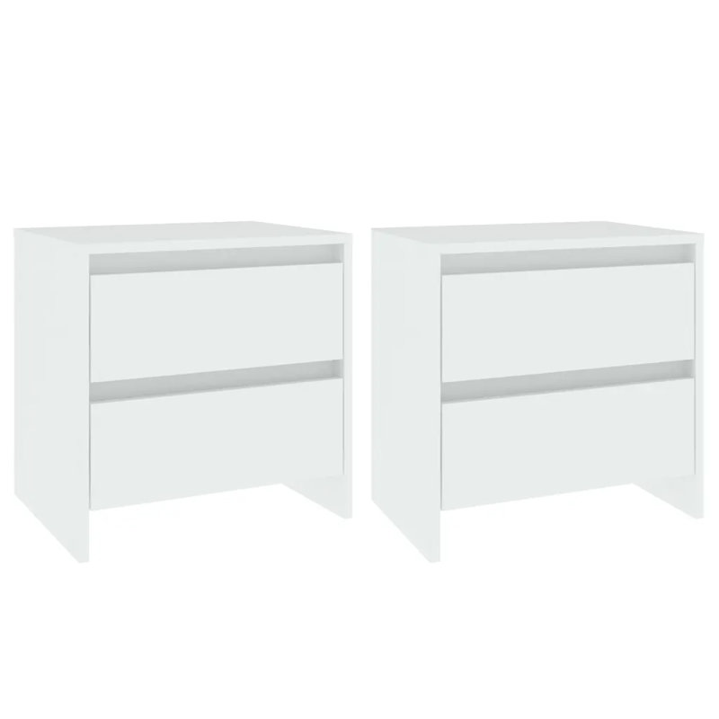Georgan 45cm W Particle Board / Chipboard Bedside Table, White, Set of 2