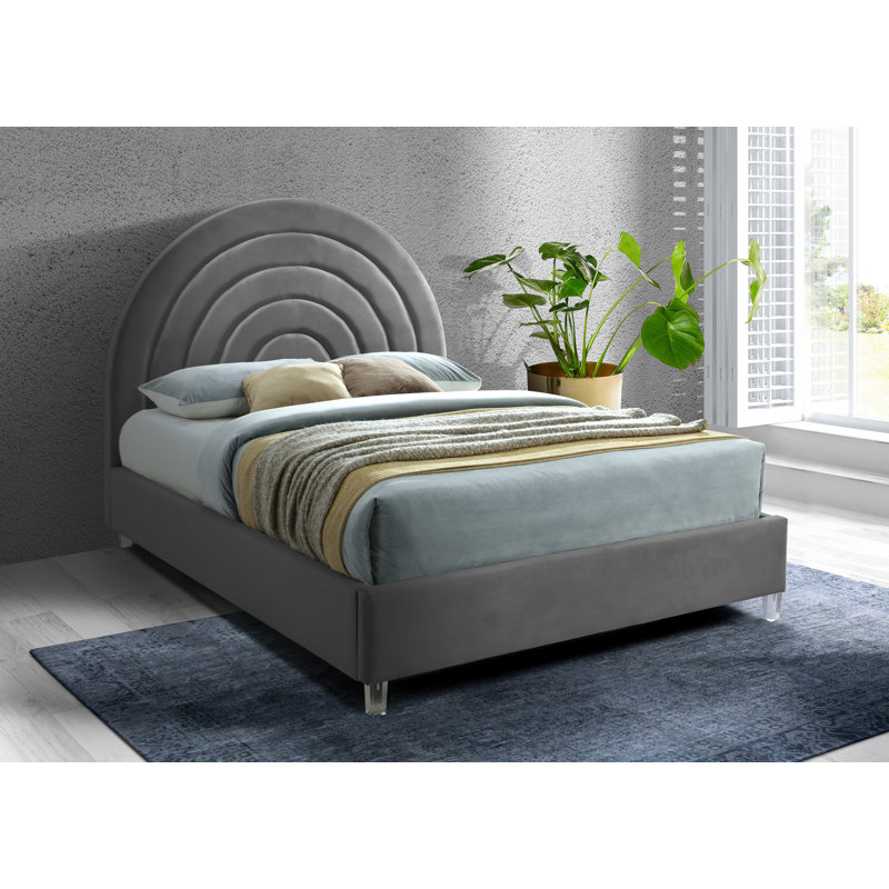 Barthel Upholstered Platform Bed, Queen, Grey Velvet